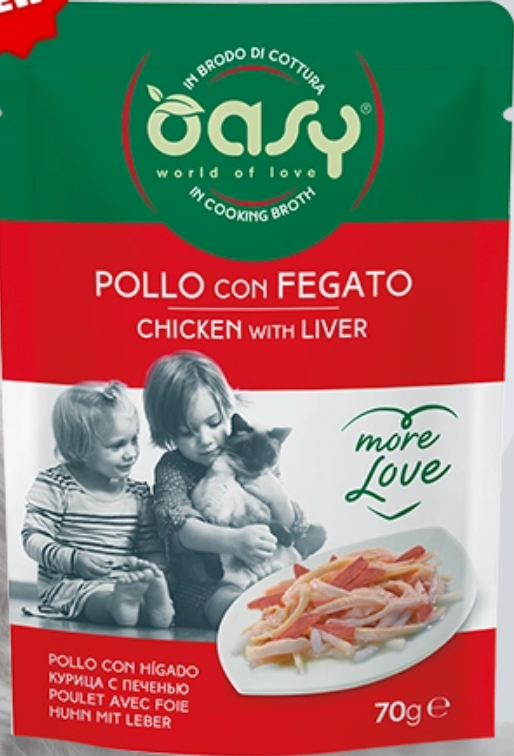 OASY GATTO MORE LOVE POLLO E FEGATO 70 GR