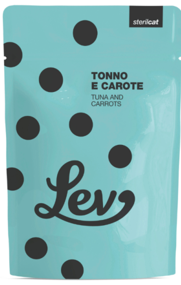 LEV GATTO STERILIZZATO TONNETTO E CAROTE 60 GR