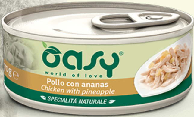OASY GATTO SPECIALITA' NATURALI POLLO E ANANAS 70 GR